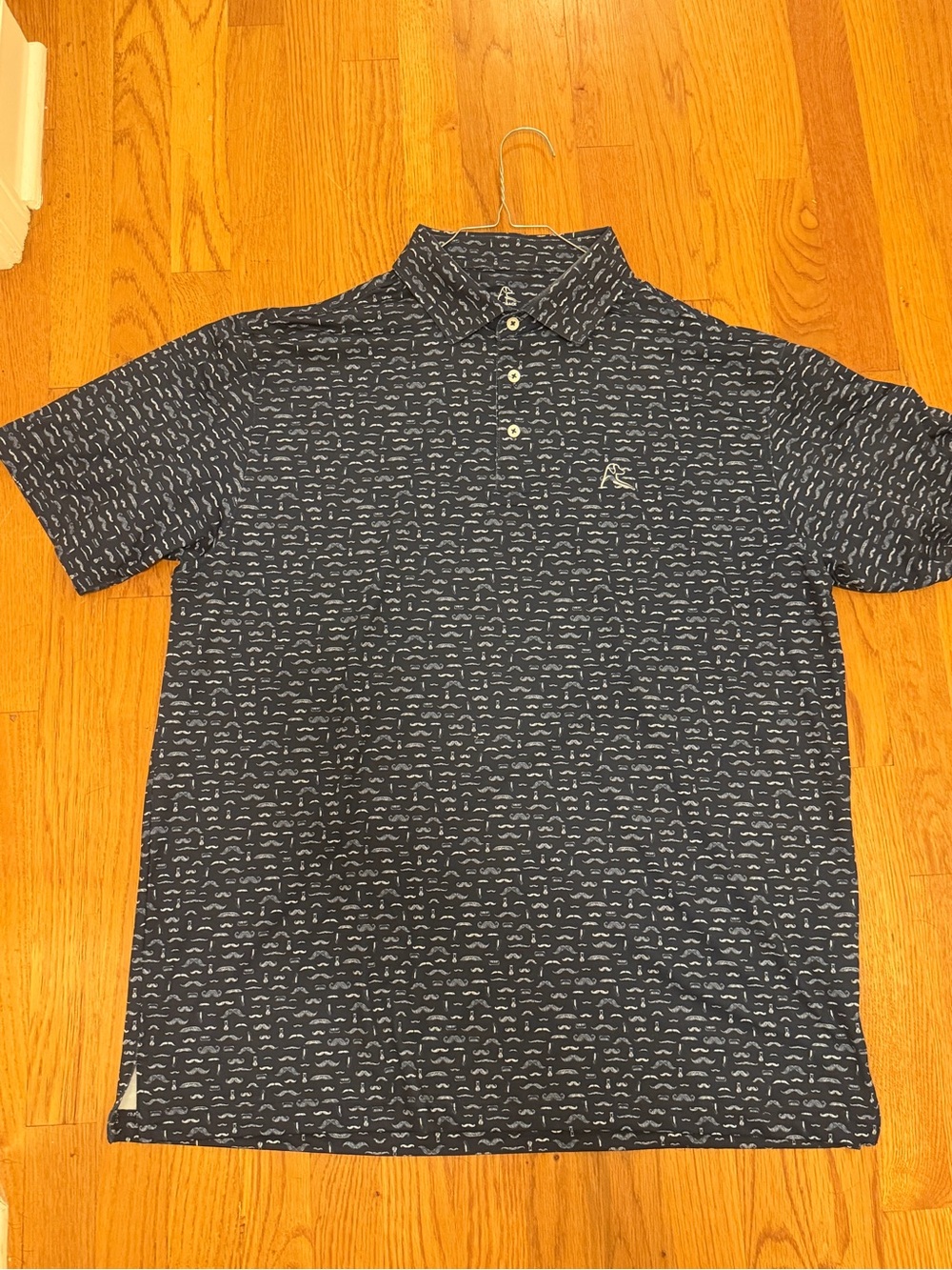 Rhoback Navy Polo with White Micro Pattern